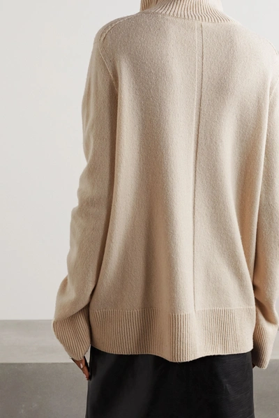 Shop The Row Milina Wool And Cashmere-blend Turtleneck Sweater In Beige
