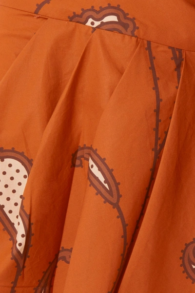 Shop Johanna Ortiz Copper Eco Warrior Printed Cotton Wrap Skirt In Orange