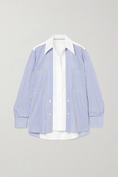 Shop Stella Mccartney Elaina Paneled Striped Cotton-poplin Shirt In Blue