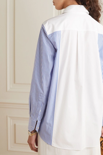 Shop Stella Mccartney Elaina Paneled Striped Cotton-poplin Shirt In Blue