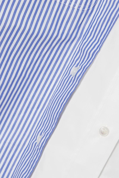 Shop Stella Mccartney Elaina Paneled Striped Cotton-poplin Shirt In Blue