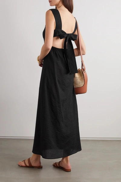 Shop Marysia Gargano Open-back Cotton-seersucker Maxi Dress In Black