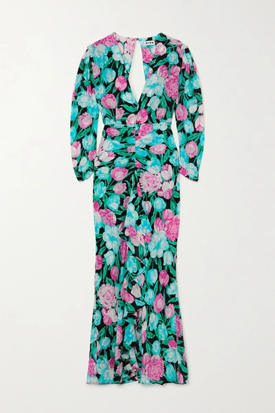 Shop Rixo London Paloma Open-back Floral-print Silk Crepe De Chine Midi Dress In Pink