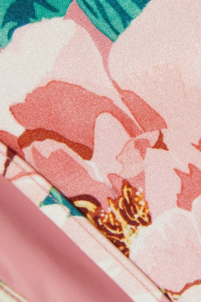 Shop Zimmermann Bellitude Ruffled Floral-print Bikini In Baby Pink
