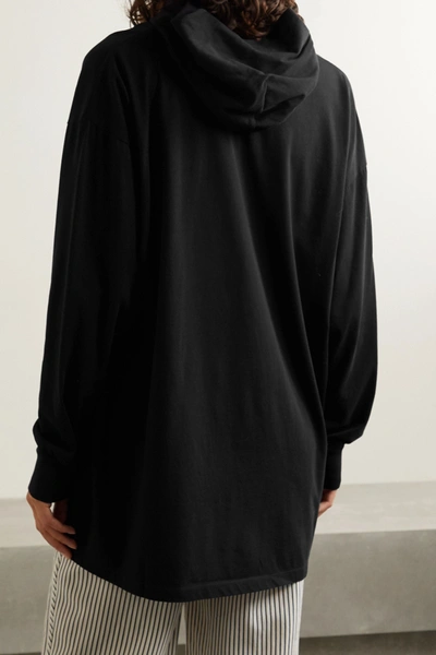Shop Mm6 Maison Margiela Oversized Printed Cotton-jersey Hoodie In Black