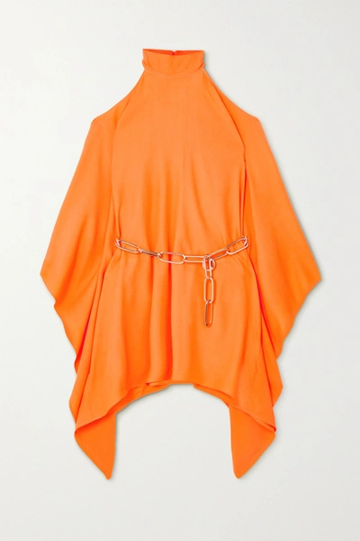 Shop Taller Marmo Piccola Divina Embellished Draped Crepe Mini Dress In Orange