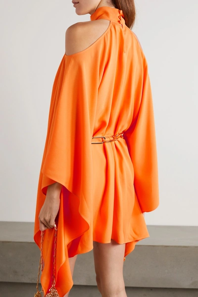 Shop Taller Marmo Piccola Divina Embellished Draped Crepe Mini Dress In Orange