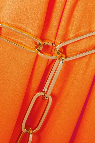 Shop Taller Marmo Piccola Divina Embellished Draped Crepe Mini Dress In Orange