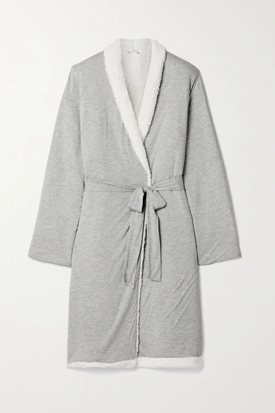 Shop Eberjey Alpine Chic Reversible Modal-jersey And Fleece Robe In Gray
