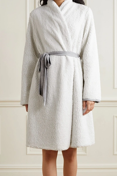 Shop Eberjey Alpine Chic Reversible Modal-jersey And Fleece Robe In Gray