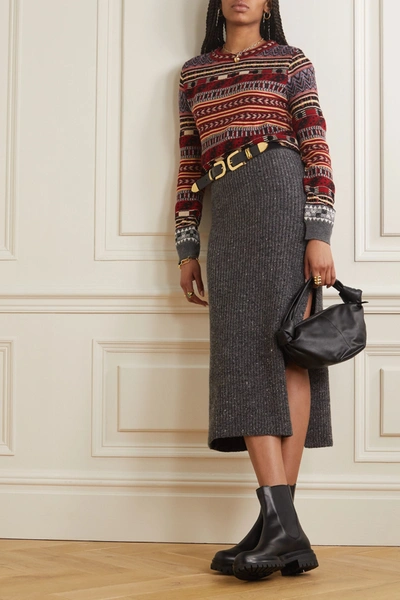 Shop Etro Cropped Wool-blend Jacquard Sweater In Black