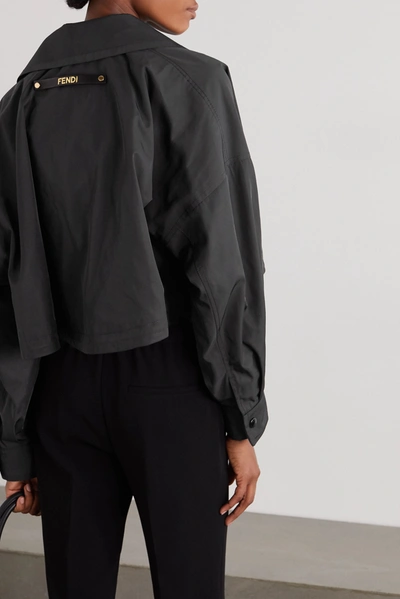 Shop Fendi Cropped Twill Jacket In Black