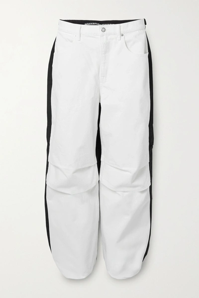 Shop Alexander Wang Pack Mix Paneled Denim And Shell Pants In White