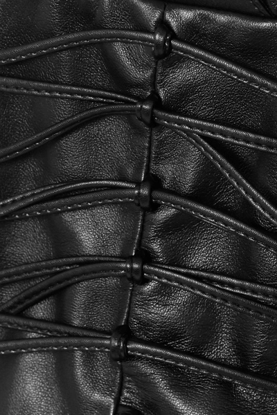 Shop 16arlington Iris Open-back Lace-up Leather Top In Black
