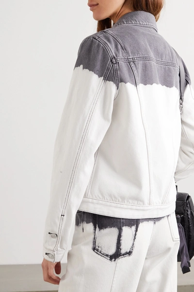 Shop Givenchy Embroidered Tie-dyed Denim Jacket In White