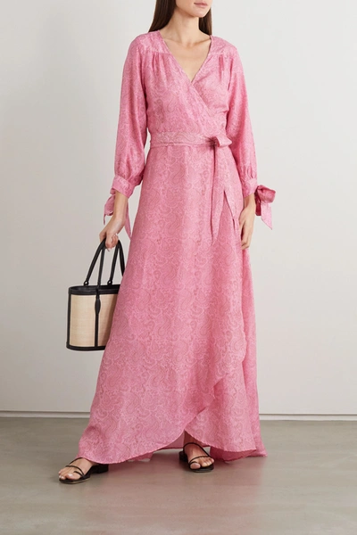 Shop Hannah Artwear + Net Sustain Luna Paisley-print Silk Crepe De Chine Wrap Maxi Dress In Pink