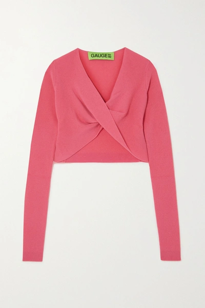 Shop Gauge81 Durham Twist-front Ribbed Cashmere Sweater In Pink