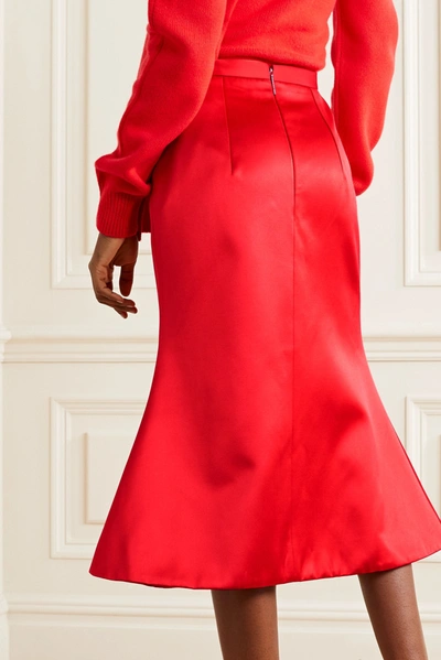 Shop Christopher Kane Duchesse-satin Midi Skirt In Red