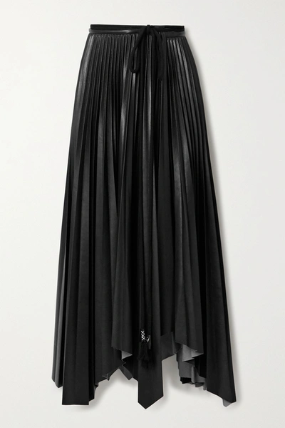 Shop Nanushka Beeja Asymmetric Pleated Vegan Leather Wrap Skirt In Black