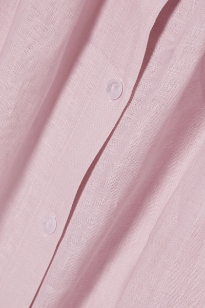 Shop Sleeper Brigitte Belted Linen Midi Dress In Pink