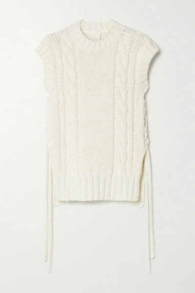 Shop Chloé Lace-up Cable-knit Tank In White