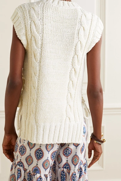 Shop Chloé Lace-up Cable-knit Tank In White