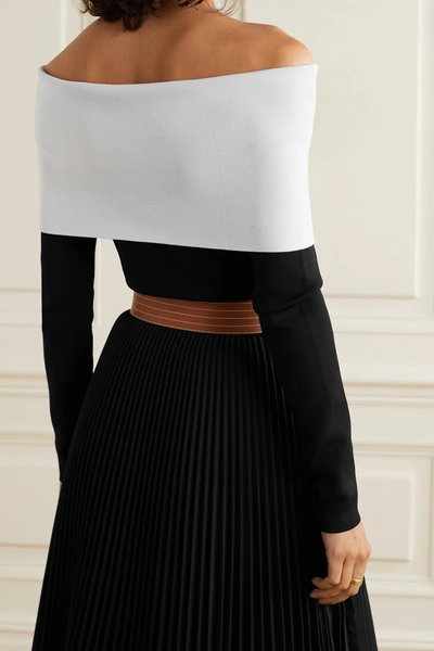 Shop Proenza Schouler Off-the-shoulder Two-tone Stretch-knit Top In Black