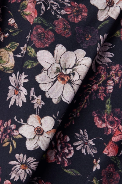 Shop Adam Lippes Ruffled Floral-print Cotton-blend Poplin Top In Navy