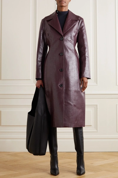 Shop Lvir Faux Leather Coat In Burgundy