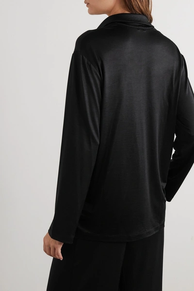 Shop Leset Fallon Stretch-satin Shirt In Black