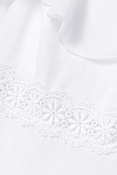 Shop Charo Ruiz Celina Crochet-trimmed Ruffled Cotton-blend Voile Maxi Dress In White