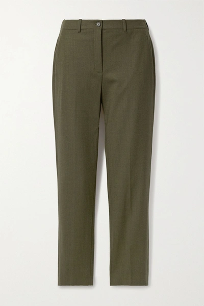 Shop Michael Kors Samantha Wool-blend Slim-leg Pants In Army Green