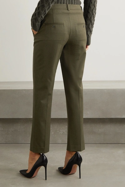 Shop Michael Kors Samantha Wool-blend Slim-leg Pants In Army Green