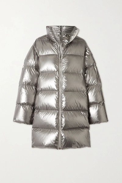 Shop Moncler Cyclopic Canvas-trimmed Metallic Quilted Shell Down Coat In Silver