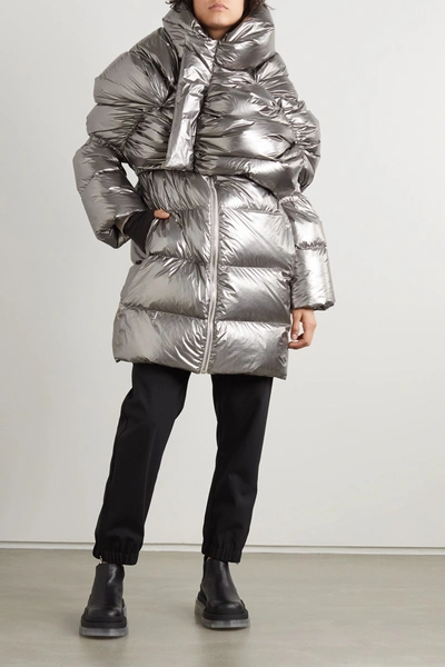 Shop Moncler Cyclopic Canvas-trimmed Metallic Quilted Shell Down Coat In Silver