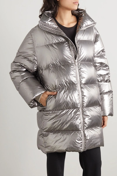 Shop Moncler Cyclopic Canvas-trimmed Metallic Quilted Shell Down Coat In Silver