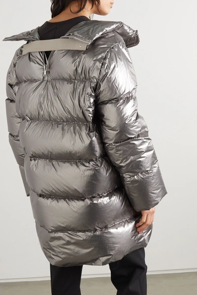 Shop Moncler Cyclopic Canvas-trimmed Metallic Quilted Shell Down Coat In Silver