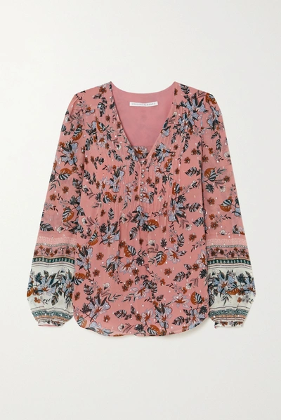 Shop Veronica Beard Lowell Floral-print Fil Coupé Silk-blend Georgette Blouse In Coral