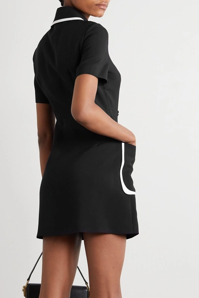 Shop Fendi Double-breasted Two-tone Crepe Mini Dress In Black