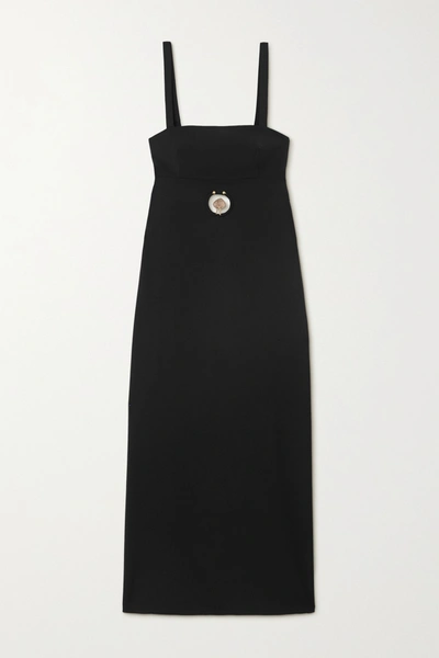 Shop Christopher Esber Embellished Cutout Wool-blend Midi Dress In Black