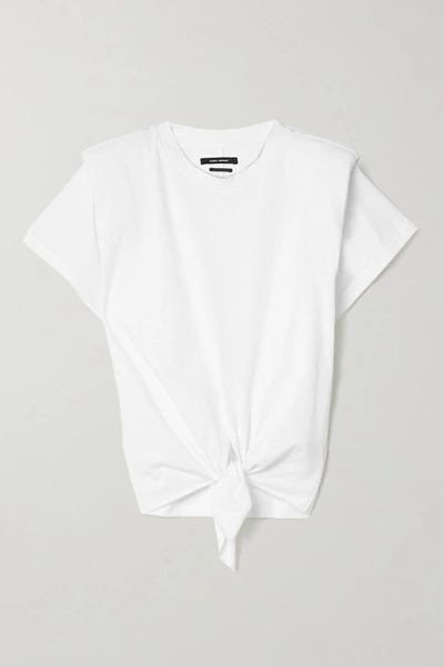 Shop Isabel Marant Belita Tie-front Cotton T-shirt In White