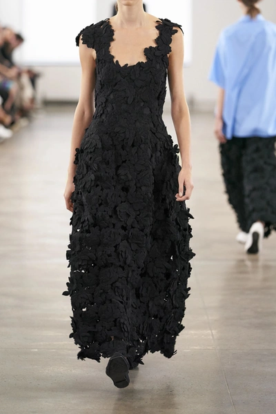 Shop The Row Luciano Appliquéd Woven Gown In Black