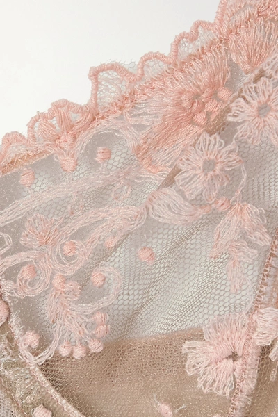 Shop Id Sarrieri Annabelle Embroidered Tulle Underwired Balconette Bra In Pink