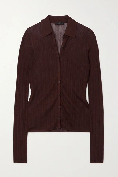 Shop Rag & Bone Pacey Ribbed-knit Shirt In Brown