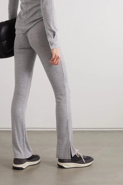 Rag & Bone Ribbed Mélange Stretch-knit Flared Pants In Light Gray | ModeSens