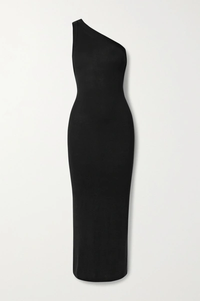 Shop The Line By K Avalon One-shoulder Stretch-jersey Midi Dress In Black