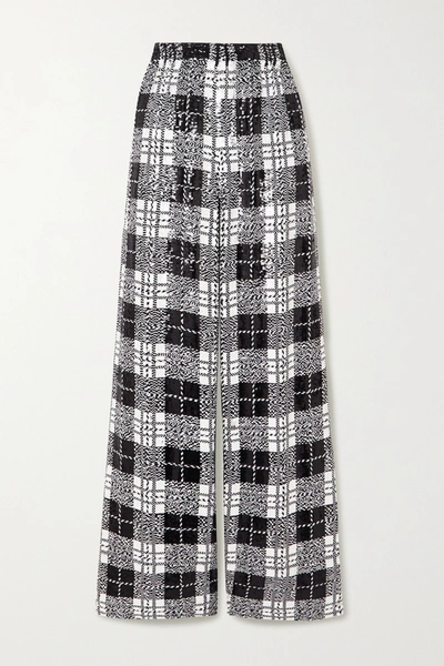 Shop Balenciaga Checked Sequined Tulle Wide-leg Pants In Black