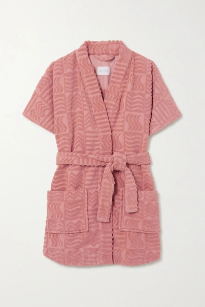 Shop Lucy Folk Horizon Belted Cotton-terry Robe In Antique Rose