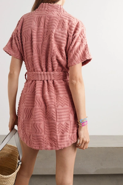 Shop Lucy Folk Horizon Belted Cotton-terry Robe In Antique Rose