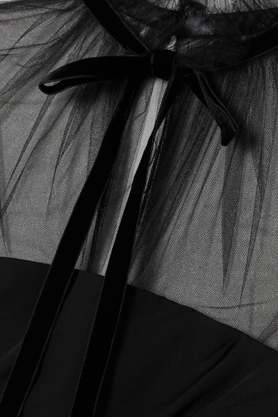 Shop Khaite Jonah Velvet-trimmed Ruched Silk-tulle Mini Dress In Black